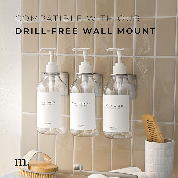 MaisoNovo Refillable Shampoo and Conditioner Bottles | 16.9 fl oz Set of 3 - Image 7