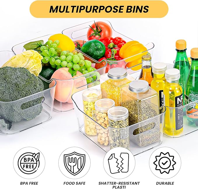 Clear Plastic Storage Bins, Refrigerator, Organizer Bins - Image 4