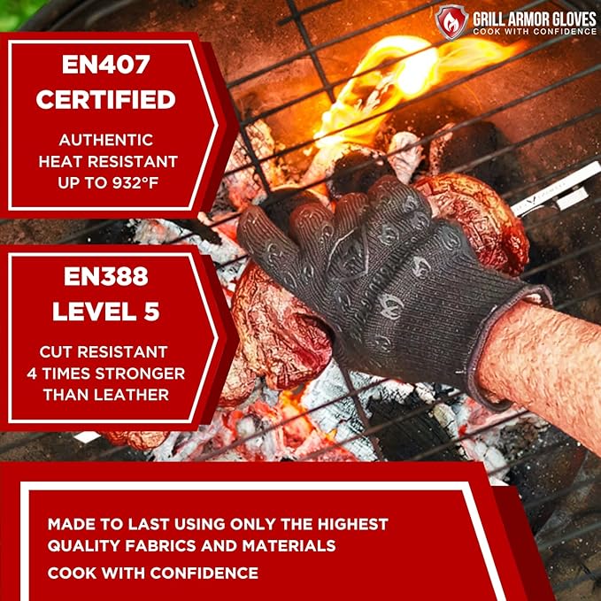 Grill Armor Oven Gloves 932°F Extreme Heat & Cut Resistant Oven Mitts - Image 2