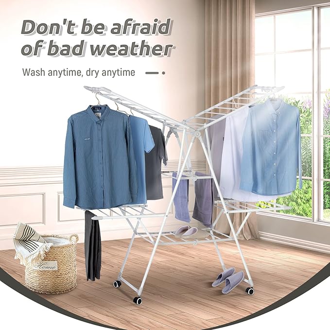 Gullwing Laundry Drying Rack, Space Saving Indoor & Outdoor Use, 61.81' x - Image 4