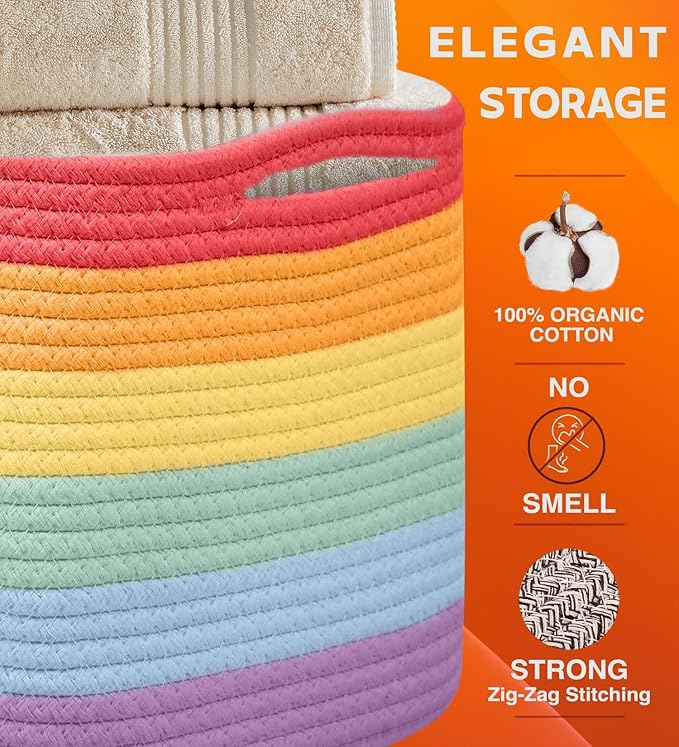 CHAT BLANC Rainbow Cotton Rope Baskets - Image 2