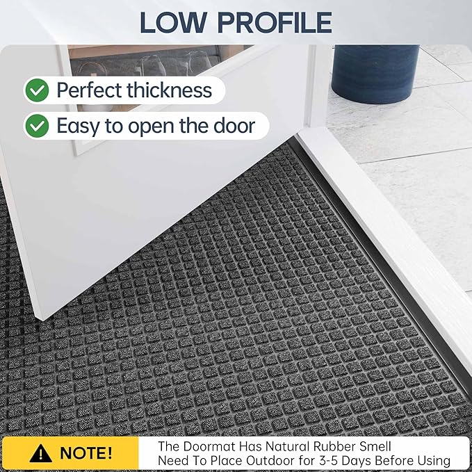 Amyracel Front Door Mat Outdoor Indoor Entrance, Heavy Duty Rubber Backing - Image 2