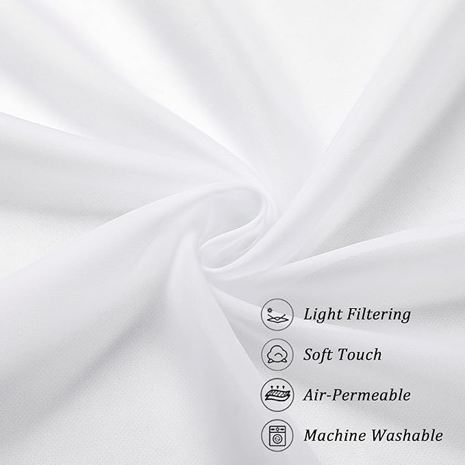 Chyhomenyc White Sheer Curtains 45 Inch Long 2 Panels, Short Voile Drapes - Image 6
