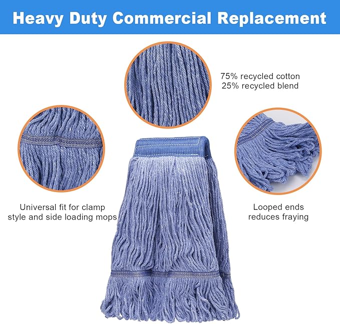 2 Pack Mop Head Replacement, Cleaning Heavy Duty Mop Head Commercial Replacement - Image 2