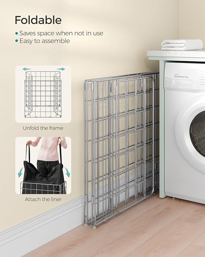 SONGMICS 29 Gal. Laundry Basket, Laundry Hamper, Collapsible Clothes Hamper - Image 7