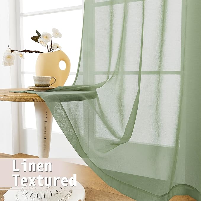 Tollpiz Sheer Door Curtains Closet Linen Textured Curtain Sheers Doorway Light - Image 4