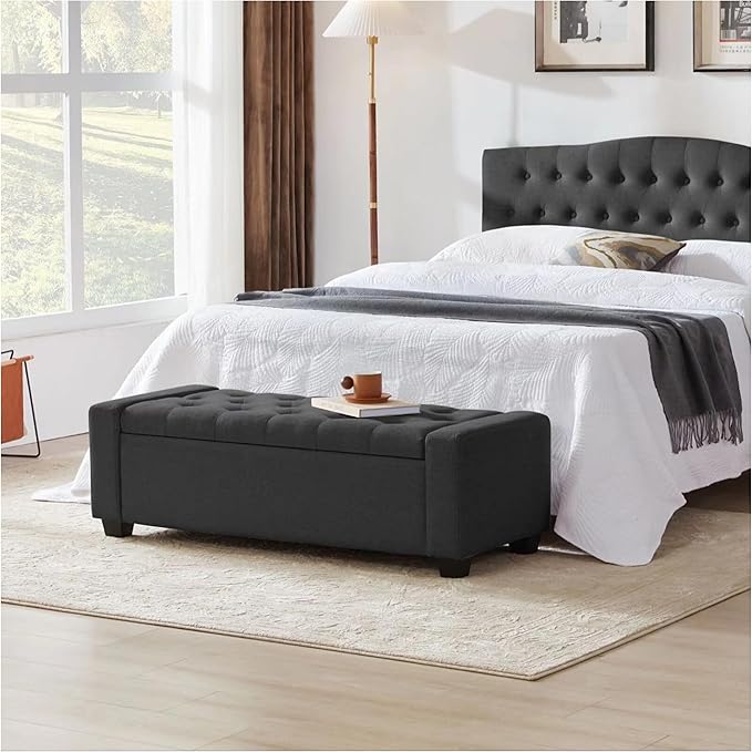 48" Ottoman with Storage, Soft Storage Ottoman Bench - Image 8