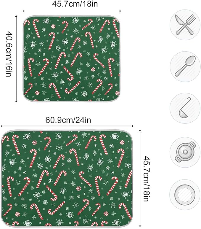 Christmas Candy Cane Dish Drying Mat - Image 3