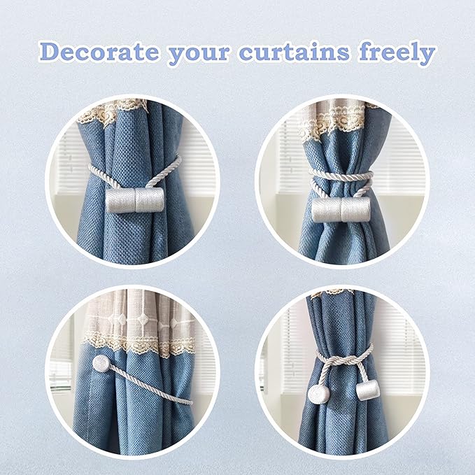 Hion Magnetic Curtain Tiebacks Dark Brown 2pcs, Curtain Tiebacks Buckles - Image 5
