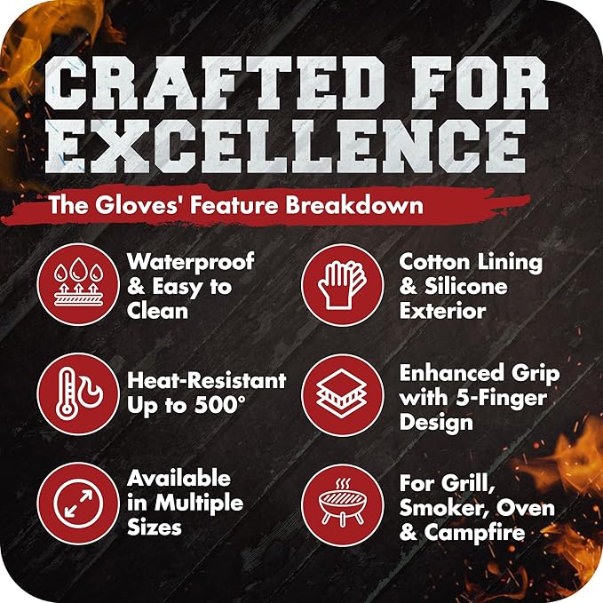 KITCHEN PERFECTION XL Silicone Smoker Oven Gloves-Extreme Heat Resistant BBQ - Image 8
