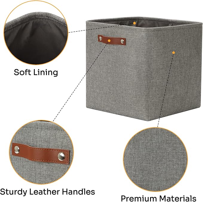 DULLEMELO Cube Storage Boxes, 13 inch Fabric Baskets Closet Storage Bins - Image 4