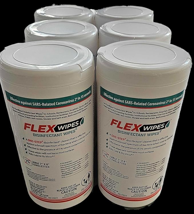 Flex Wipes Disinfectant Wipe 20075, Includes Six 75-count Canisters - Image 2