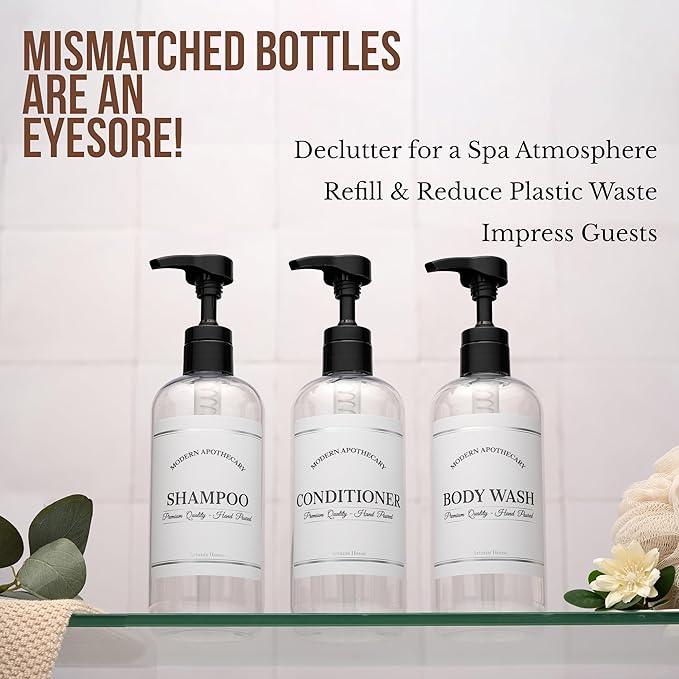 Clear Refillable Shampoo and Conditioner Bottles - Image 3