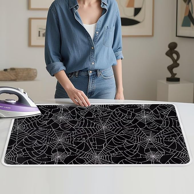 Spider Web Ironing Mat Black Heat Resistant Ironing Blanket Thick Portable - Image 4