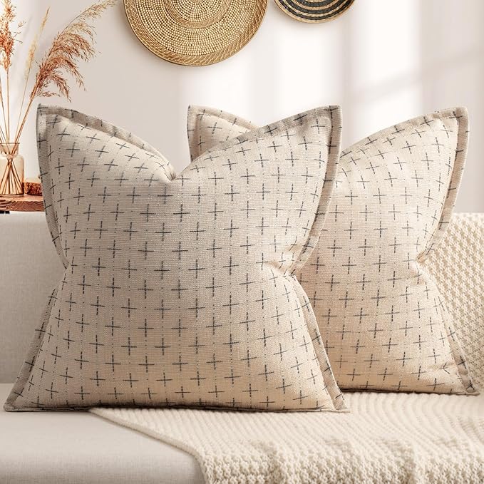 ZWJD Pillow Covers 24x24 Set of 2 Soft Polyester Textured Pillow Covers by ZWJD