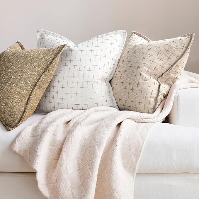 ZWJD Pillow Covers 20x20 Set of 2 Soft Polyester Textured Pillow Covers - Image 4