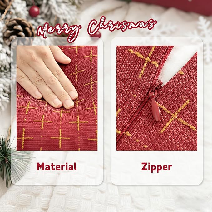ZWJD Christmas Pillow Covers 18x18 Set of 2 Soft Polyester Textured Pillows - Image 4