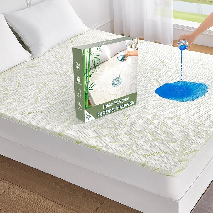 California King Mattress Protector Waterproof Mattress Pad Washable Bamboo by SoftHour