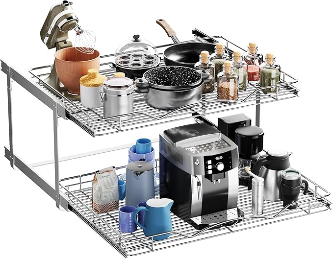 HOLDN’ STORAGE Two Tier Pull Out Cabinet Organizer, Individual Sliding Drawers by HOLDN%E2%80%99STORAGE