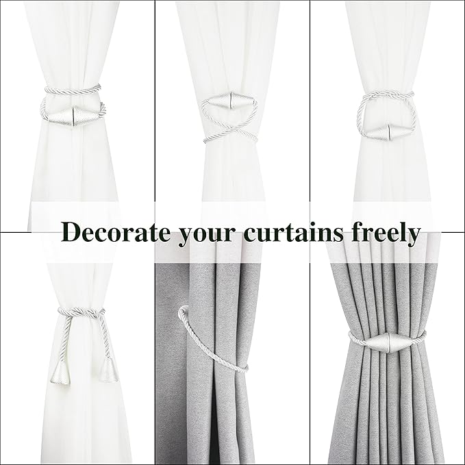 6 Pack Magnetic Curtain Tiebacks Rope Modern Handmade Curtain Tie Backs - Image 5