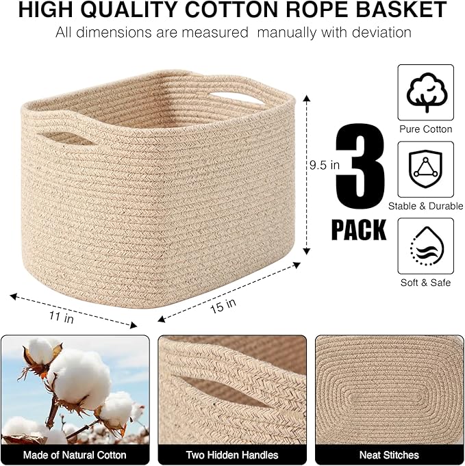 Decorative Storage Baskets for Organizing Shelves, Toy Basket for Nursery - Image 3