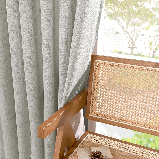 YoungsTex Light Grey Linen Curtains 78 Inch Length - Image 7