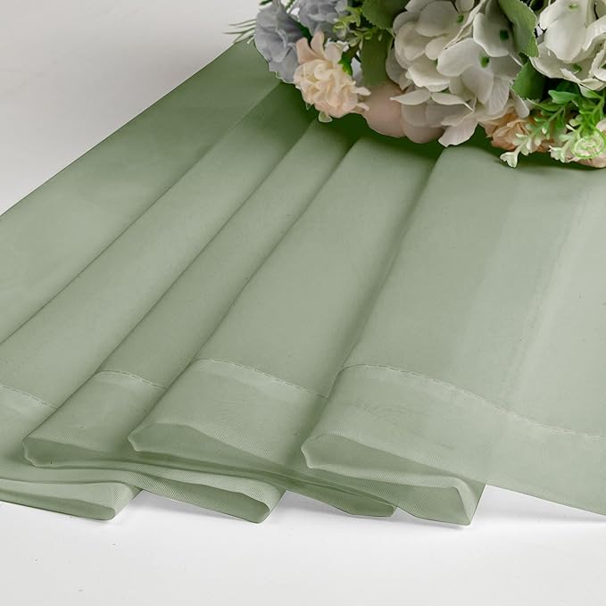 Chyhomenyc Sage Green Sheer Curtains 30 inch Length 2 Panels, Light Filtering - Image 6