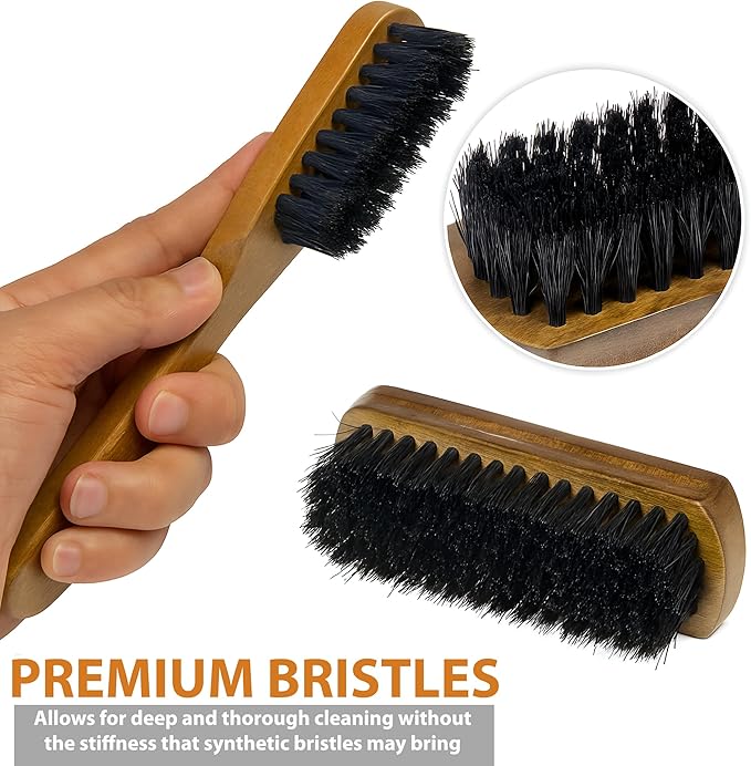 TAKAVU Leather & Upholstery Cleaning Brush Set, 100% Black Boar Bristle - Image 3