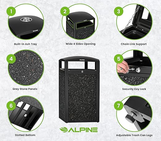 Alpine Outdoor Commercial Trash Can - Image 4