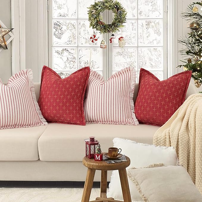 ZWJD Christmas Pillow Covers 12x20 Set of 2 Soft Polyester Textured Pillowcases - Image 3