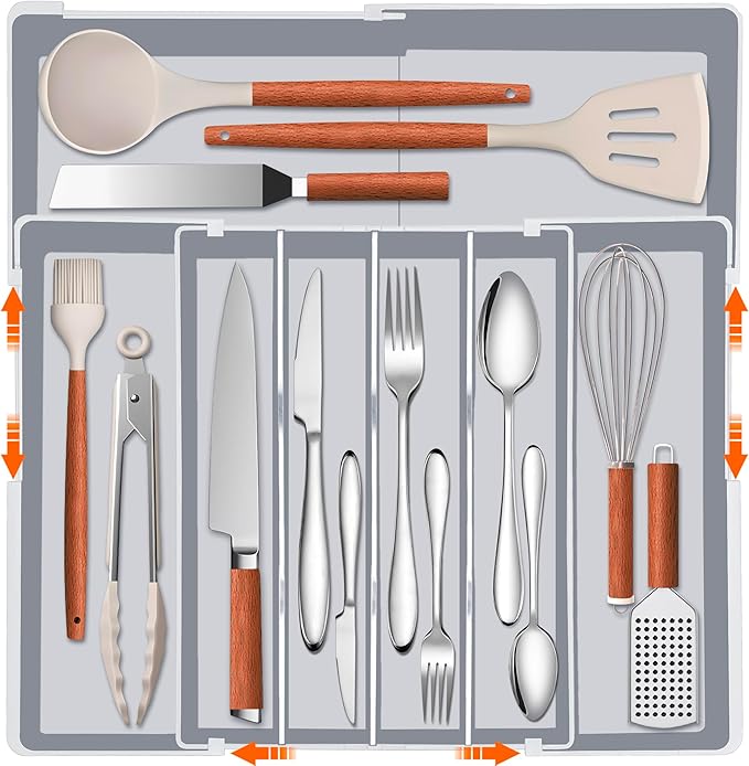 Expandable Large Silverware Organizer by Spaclear