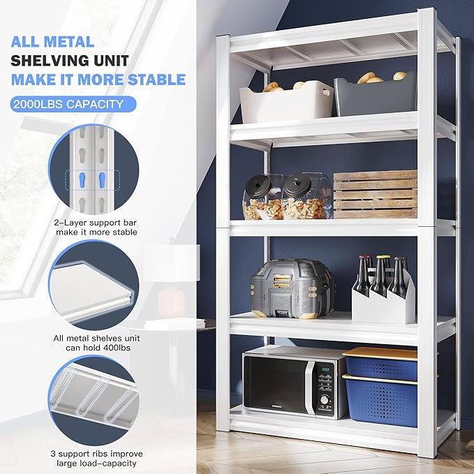Raybee Garage Shelving Heavy Duty 2000LBS Storage Shelves Heavy Duty Shelving 5 - Image 6