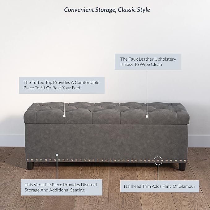 BELLEZE 47" Storage Ottoman, Storage Bench - Image 6