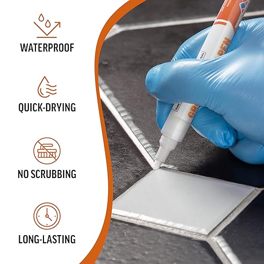 White Grout Paint Pen – Waterproof Tile Grout Colorant & Sealer Marker - Image 2