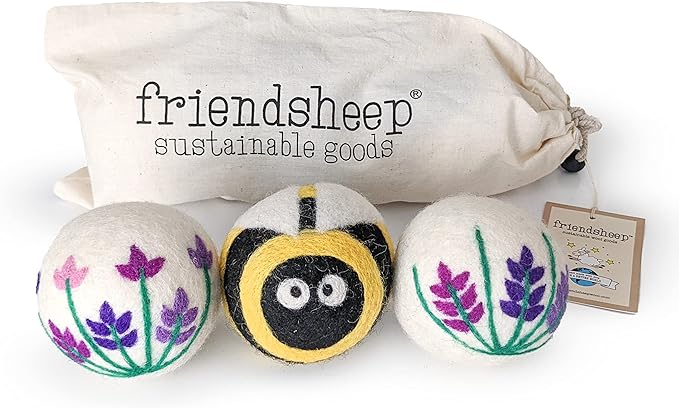 Friendsheep Wool Dryer Balls, Organic Reusable Fabric Softener Alternative by Friendsheep