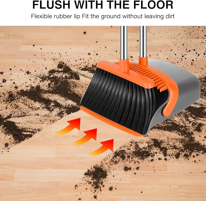NACENA Broom and Dustpan Set, 52-in Long Adjustable Handle Broom Dustpan Combo - Image 5