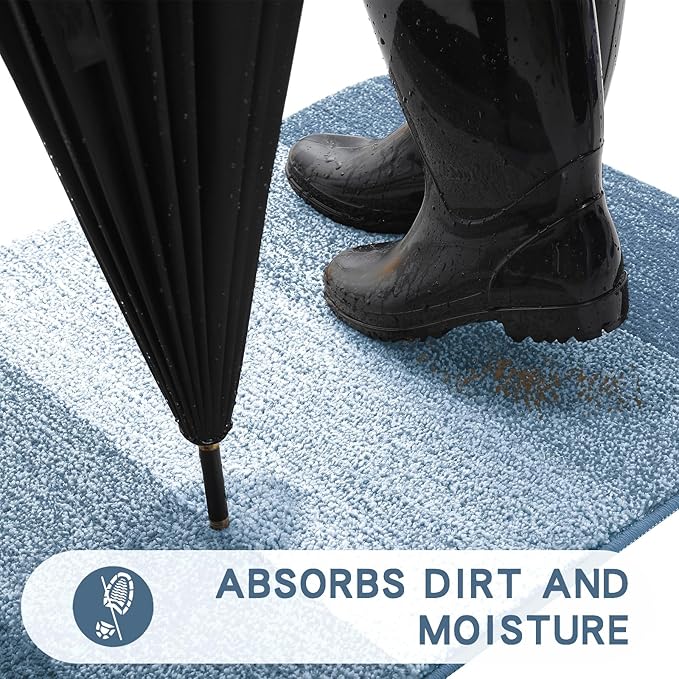 Kitinjoy Indoor Outdoor Door Mat, 36x24 Non-Slip Absorbent Dirt Trapper - Image 2