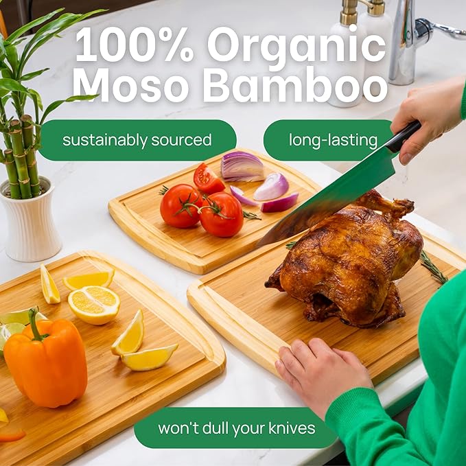 Extra Large Bamboo Cutting Board Set – Wood Cutting Boards - Image 4