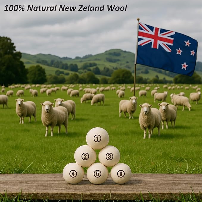 Sheep Wool Dryer Balls 6 Pack XXL Premium Natural Fabric Softener, Reusable - Image 7