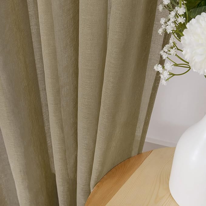 Tollpiz Sheer Curtains Linen Textured Living Room Curtain Sheers Light - Image 3