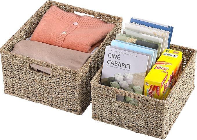HOONEX Large Wicker Baskets for Storage, Seagrass Baskets - Image 6