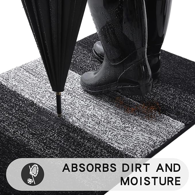 Kitinjoy Indoor Outdoor Door Mat, 71x24 Non-Slip Absorbent Dirt Trapper - Image 2