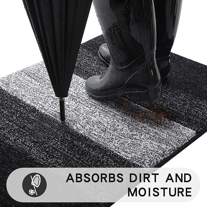 Kitinjoy Indoor Outdoor Door Mat, 47x24 Non-Slip Absorbent Dirt Trapper - Image 2