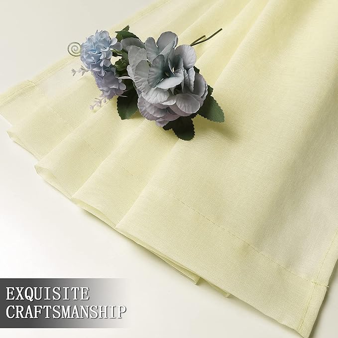 Tollpiz Short Sheer Curtains Linen Textured Living Room Curtain Sheers Light - Image 7