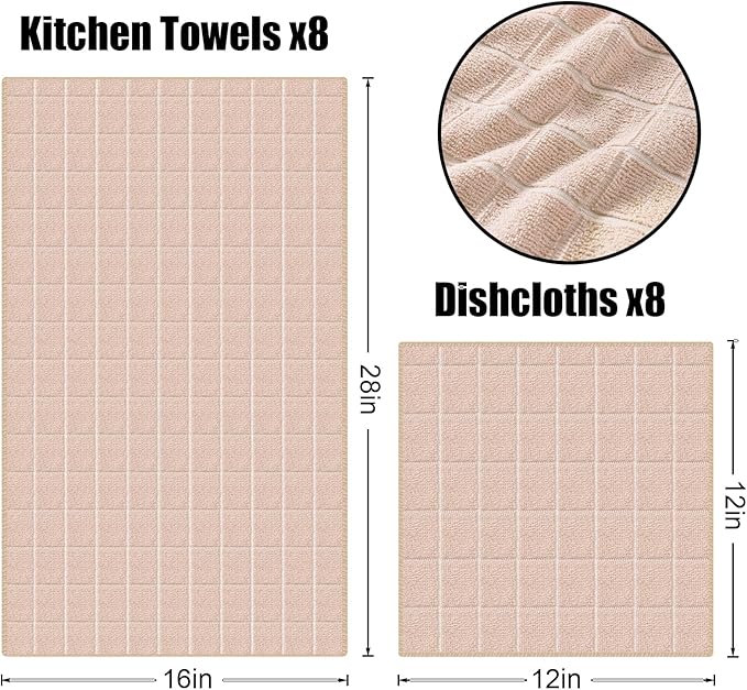 Homaxy Microfiber Kitchen Towels and Dishcloths Set, 16 Pack Soft and Absorbent - Image 6