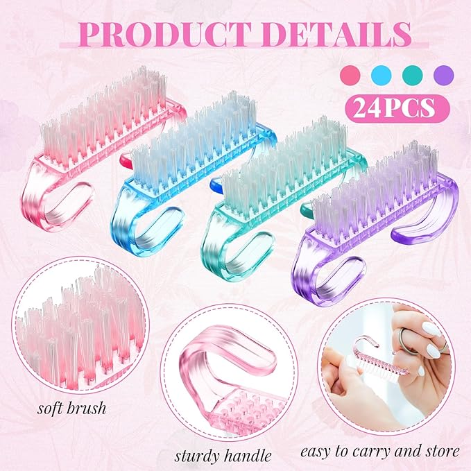 Patelai 48 Pcs Handle Grip Nail Brush Bulk Colorful Nail Scrubber Cleaner - Image 4