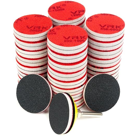 64 PCS 2 Inch Sanding Disc Pad, Hook and Loop Sanding Pads 180 to 3000 Wet Dry by VRKET