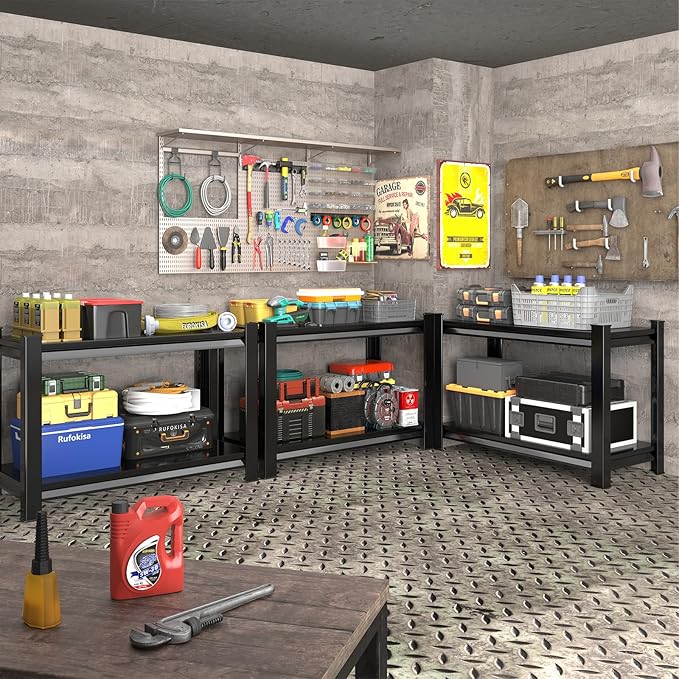 40" W 2-Tier Garage Shelving Heavy Duty, 1000LBS Loads Garage Storage Shelves - Image 2