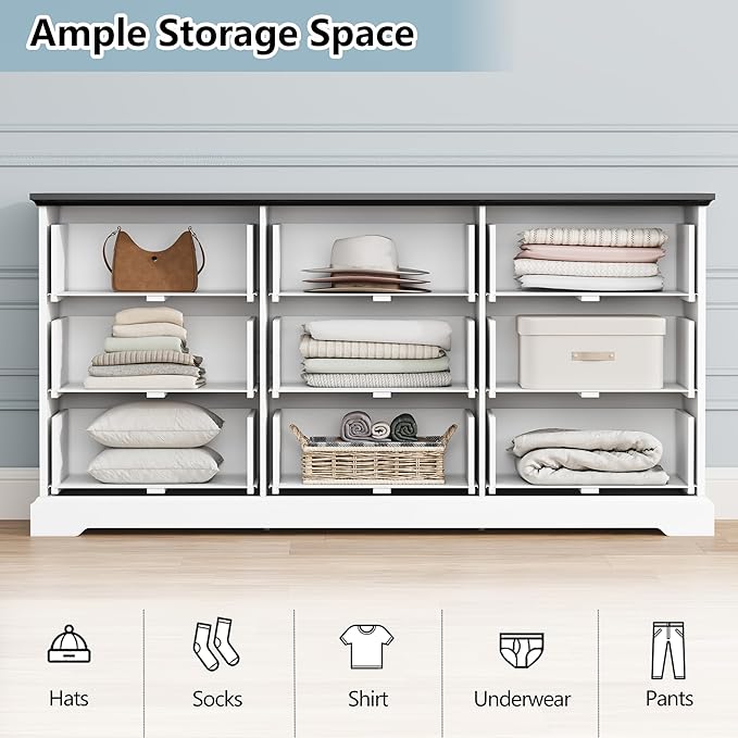9 Drawer Dresser for Bedroom, Rustic Farmhouse Dresser - Image 4