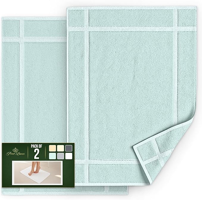Pearl Linens Pack of 2 100% Cotton Bath Mat 18x25 inches, Soft & Absorbent - Image 6